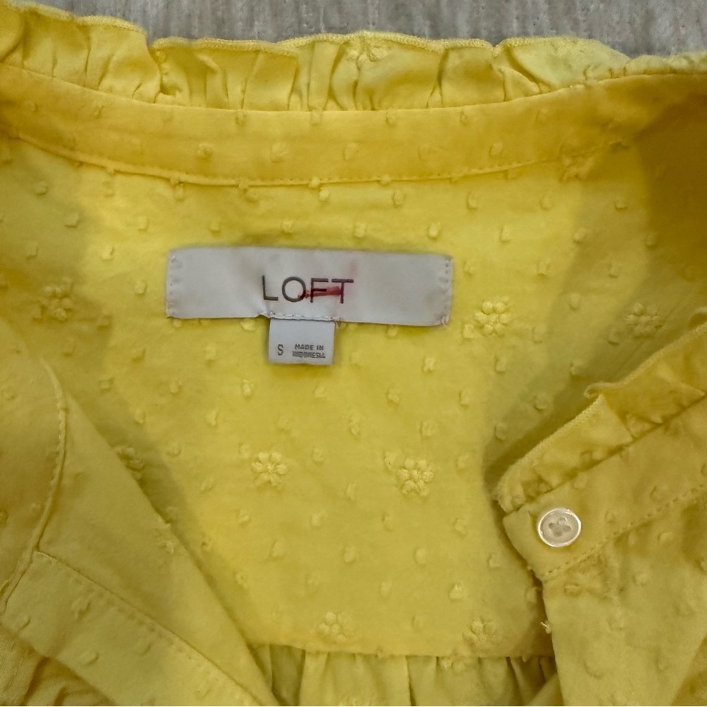 LOFT Yellow Ruffle Cap-Sleeve Blouse - Picture 4 of 4